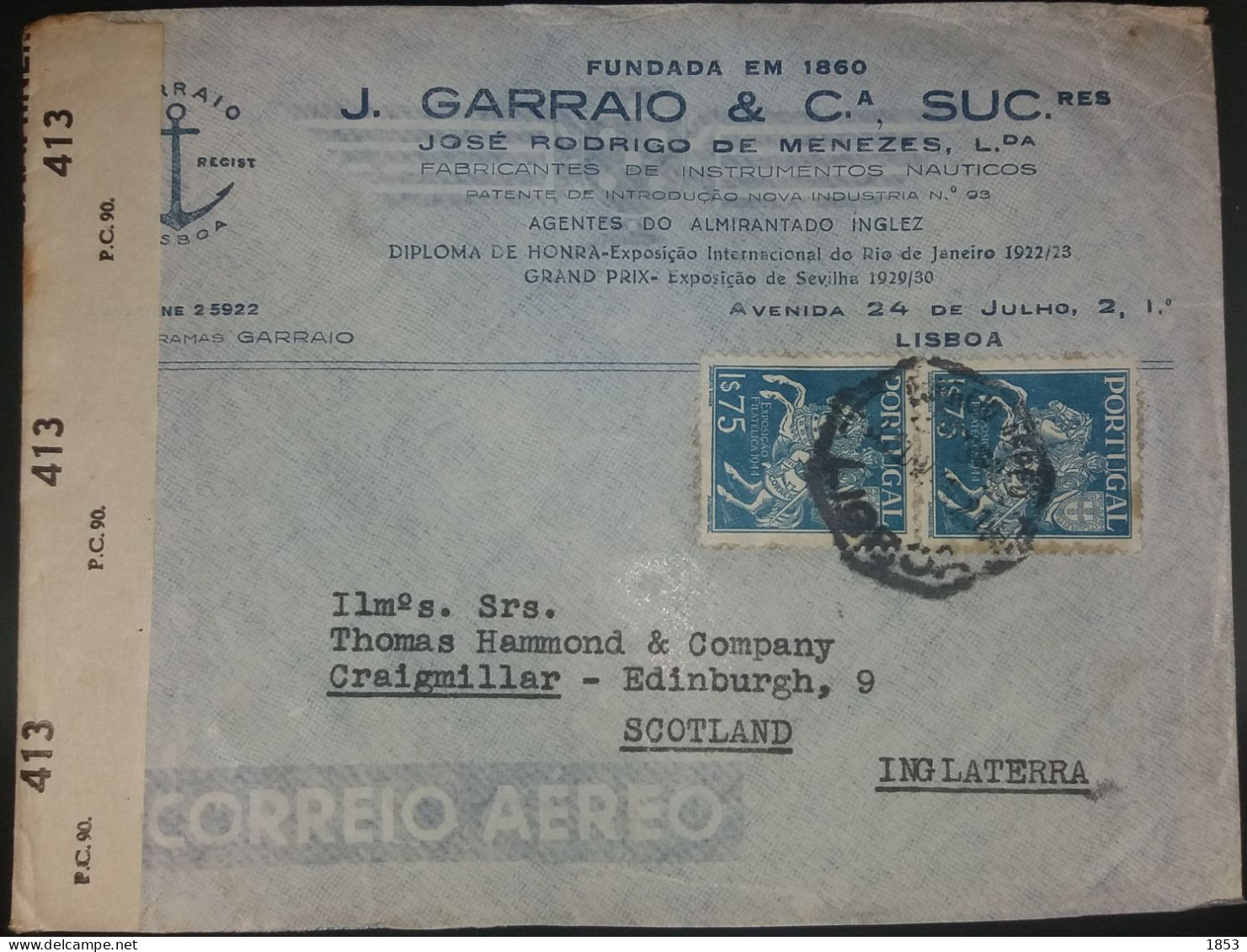 CORREIO AÉREO - CENSURA -INGLATERRA - Storia Postale