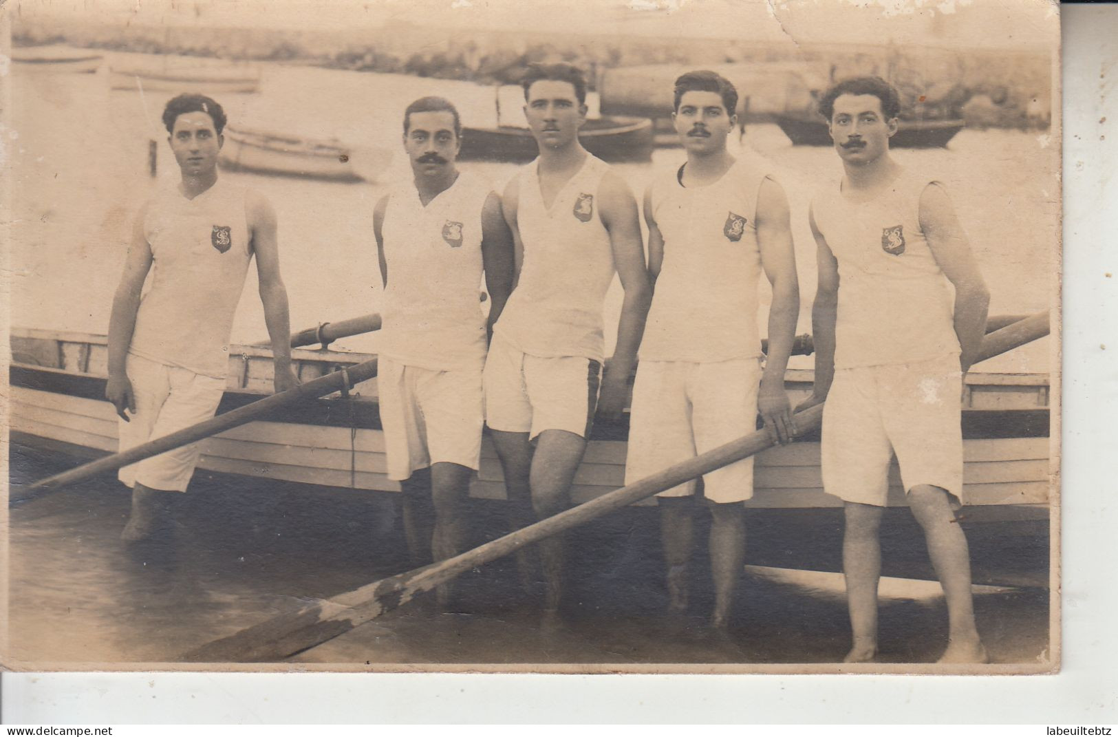 CARTE PHOTO - Groupe De Rameurs - Moubaud Frères - Kervaleuc - Santini - Biscala Jules  PRIX FIXE - Aviron