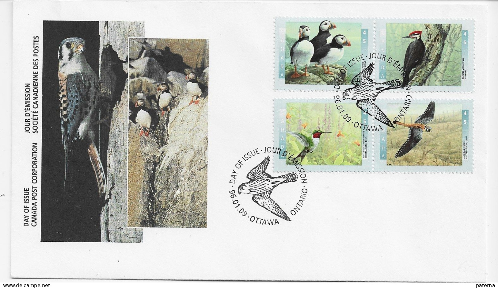 3792  FDC Ottawa - Ontario 1996, Aves, Birds, Pajaros - Lettres & Documents