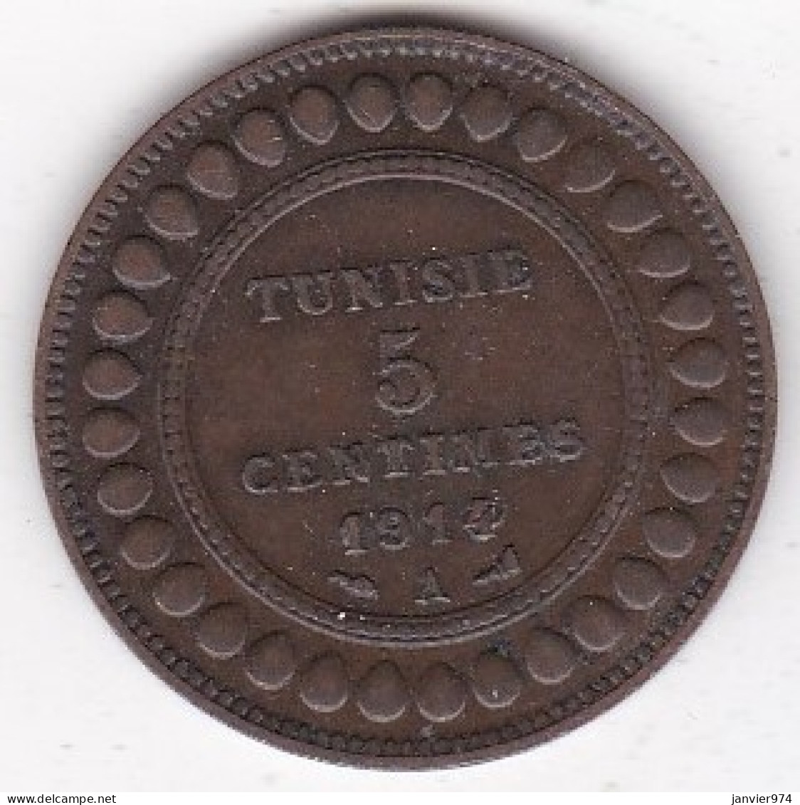 Tunisie Protectorat Français . 5 Centimes 1914 A , En Bronze, Lec# 79 - Tunisie