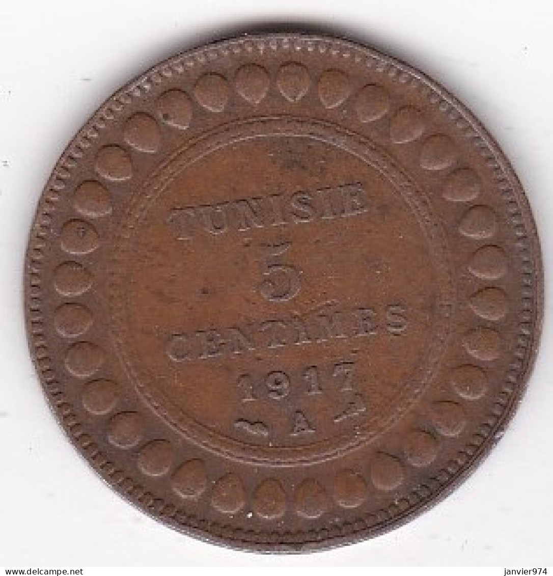 Tunisie Protectorat Français . 5 Centimes 1917 A , En Bronze, Lec# 81 - Tunisie