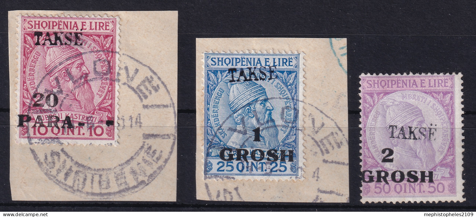 ALBANIA 1914 - Canceled - Sc# J7-J9 - Postage Due - Albania