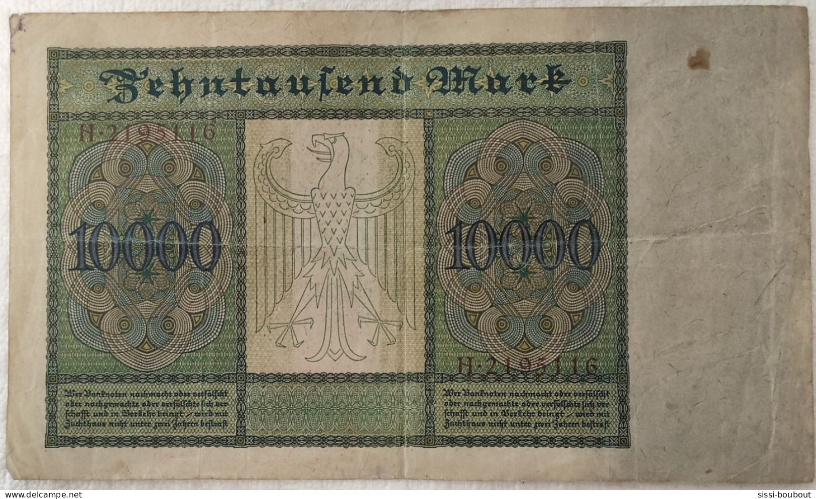 Billet De Banque ALLEMAGNE - 1922 : République De Weimar - Reichsbanknote - 10000 Mark - 10000 Mark