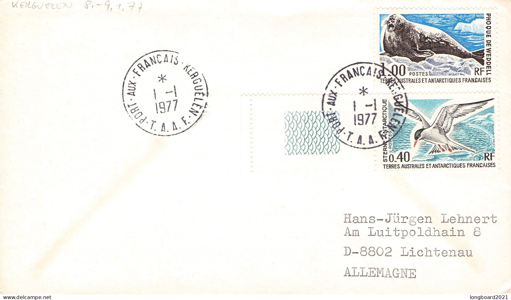 TAAF - LETTER 1976 PORT-AUX-FRANCAIS - DE Mi 103, 106 / *1165 - Cartas & Documentos