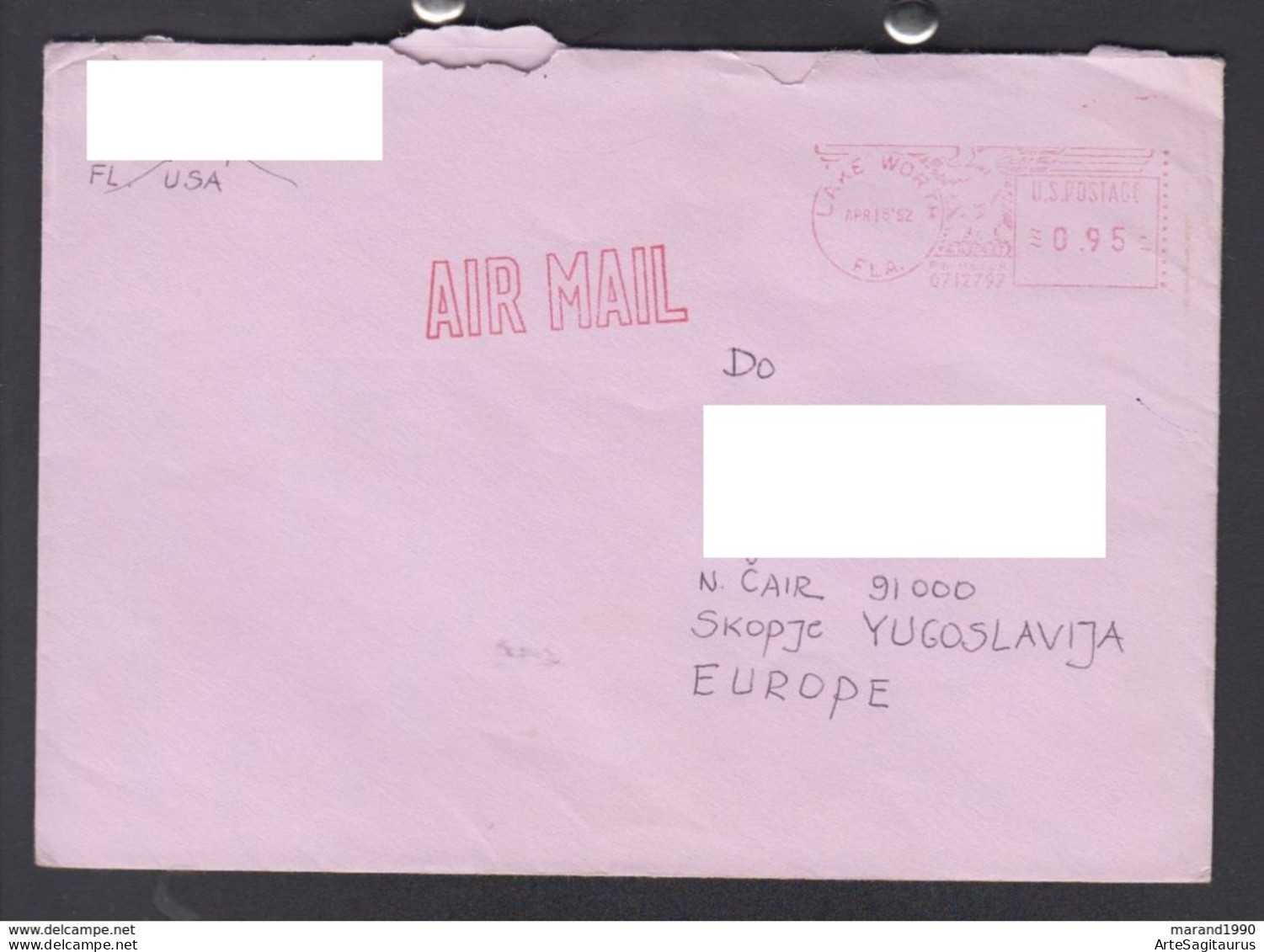 USA COVER MASHINE CANCEL / REPUBLIC OF MACEDONIA (008) - Briefe U. Dokumente