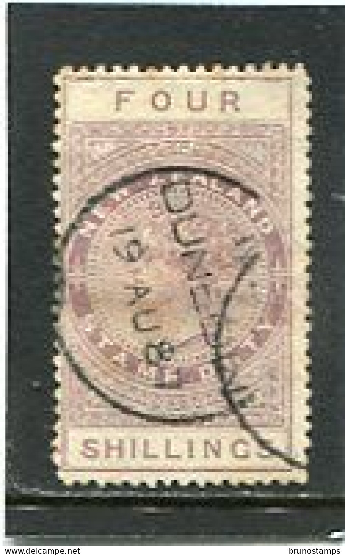 NEW ZEALAND - 1880  QV POSTAL FISCAL  4 S.  RED BROWN   FINE USED - Post-fiscaal