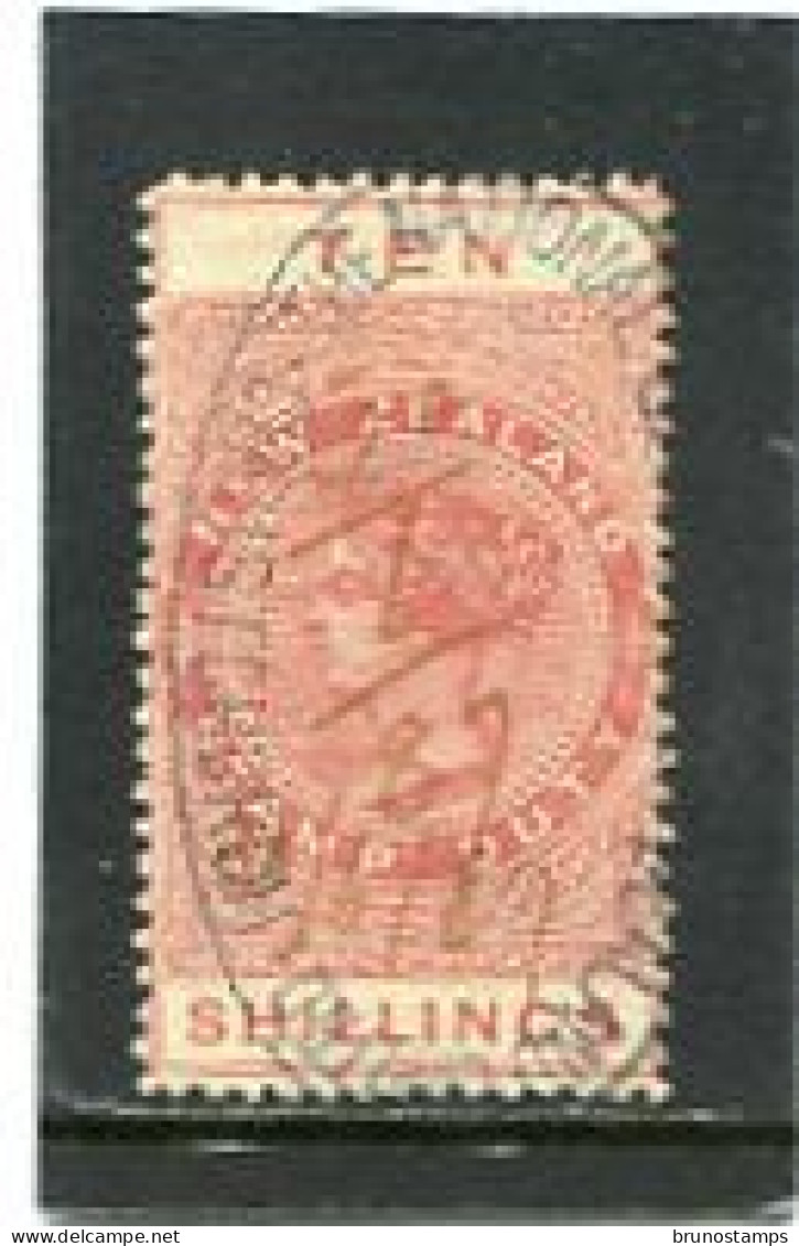 NEW ZEALAND - 1903  QV POSTAL FISCAL  10 S.  RED BROWN   FINE USED - Fiscaux-postaux
