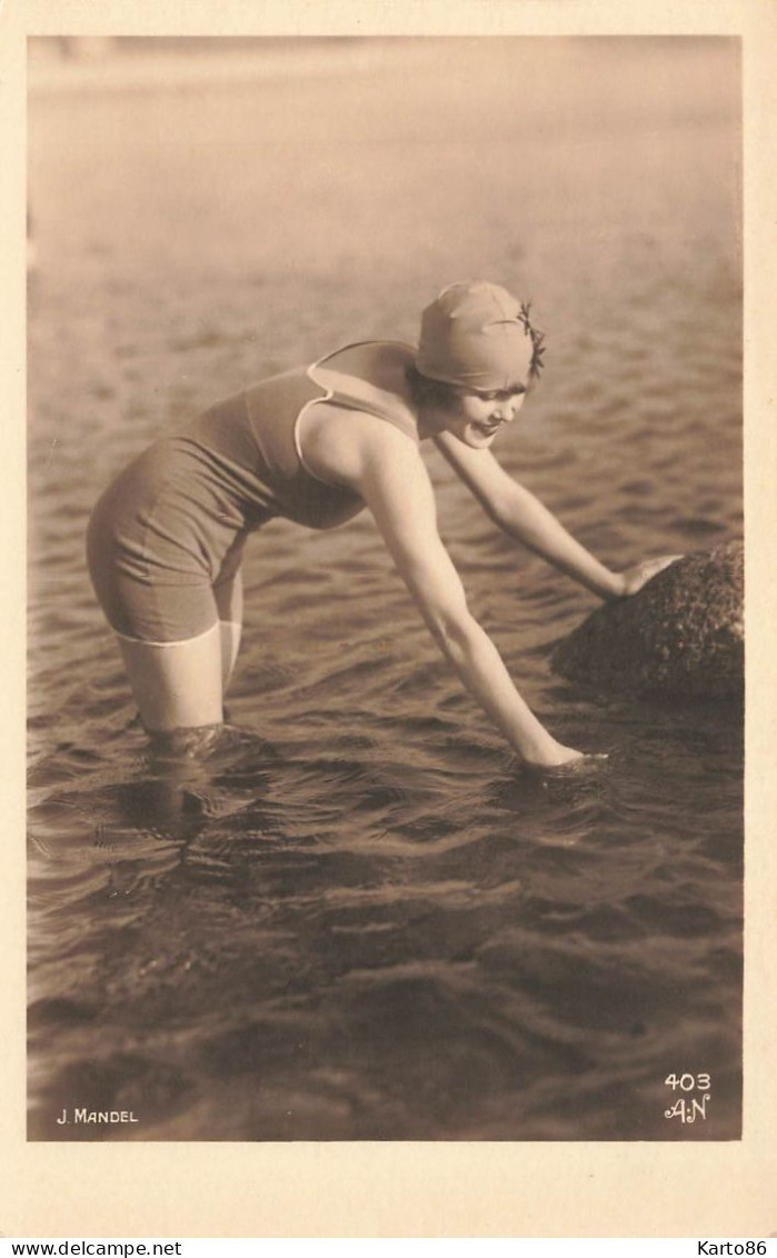 Mode Art Déco * Carte Photo * Une Baigneuses * Maillot De Bain Bains Mer Plage Bonnet - Mode