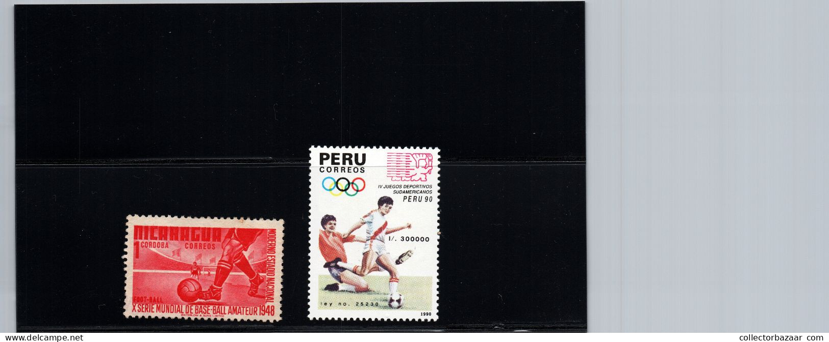 Peru MNH Stamp + Nicaragua Used Topic Soccer Football - Soccer American Cup