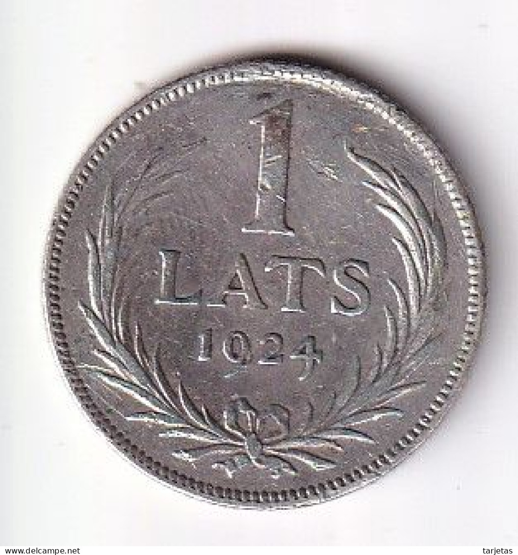 MONEDA DE PLATA DE LETONIA DE 1 LATS DEL AÑO 1924  (COIN) SILVER-ARGENT - Letland