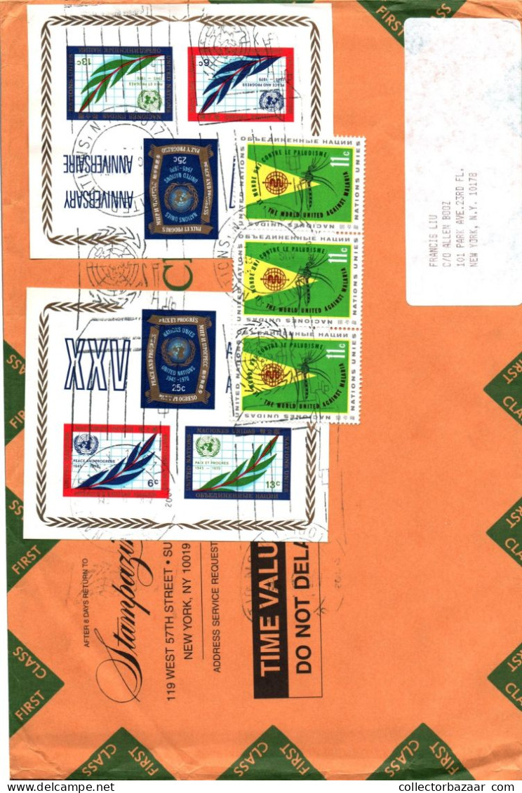 Onu Un Three Covers With Nice Frankings New York - Poste Aérienne