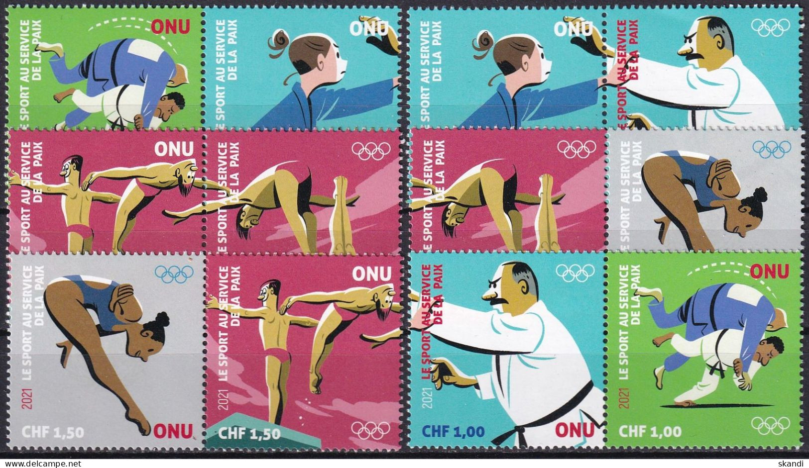 UNO GENF 2021 Mi-Nr. 1133/38 - 6 Verschiedene Waagerechte Paare ** MNH - Ungebraucht