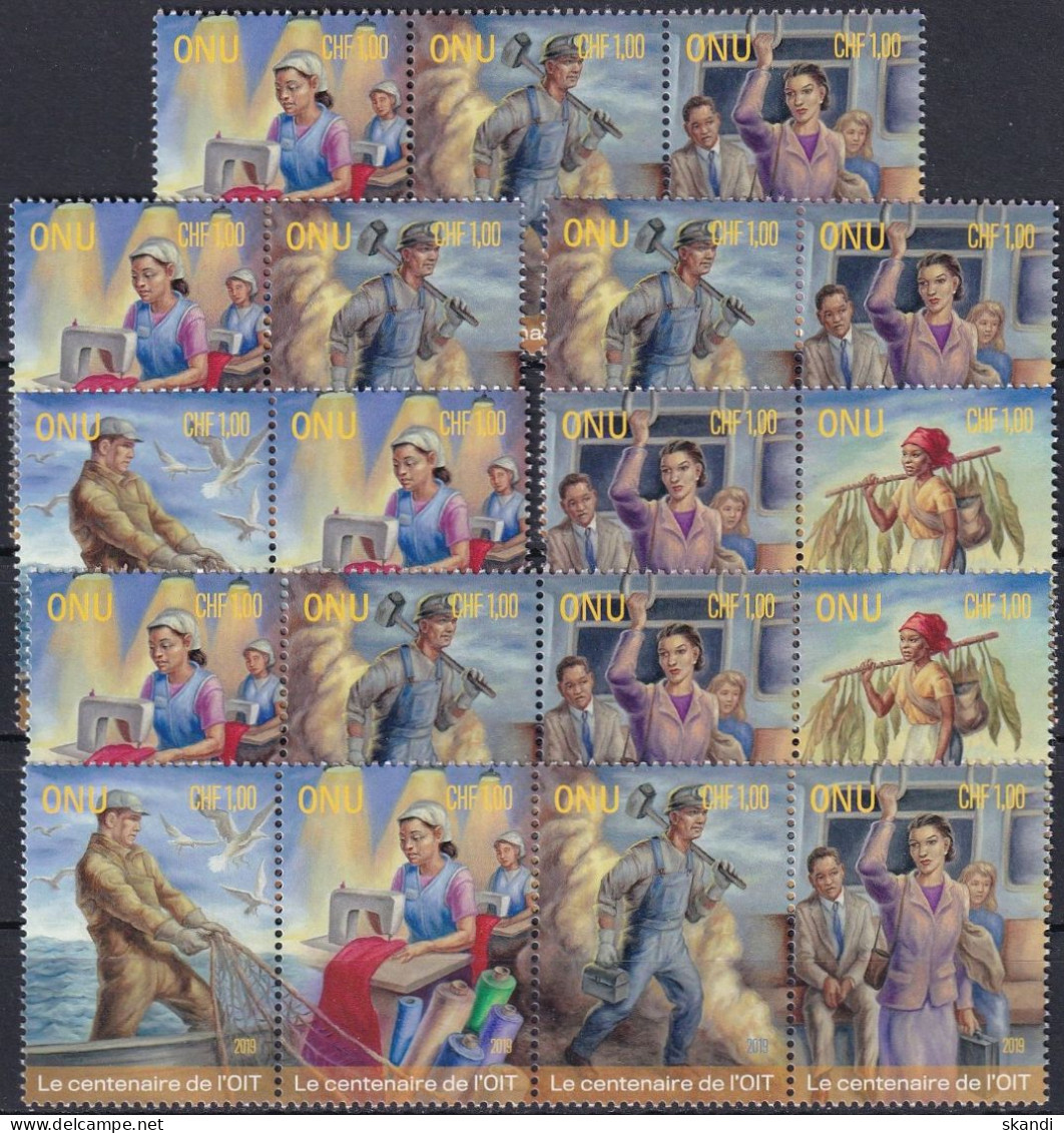 UNO GENF 2019 Mi-Nr. 1080/84 - 7 Verschiedene Waagerechte Zusammendrucke ** MNH - Unused Stamps