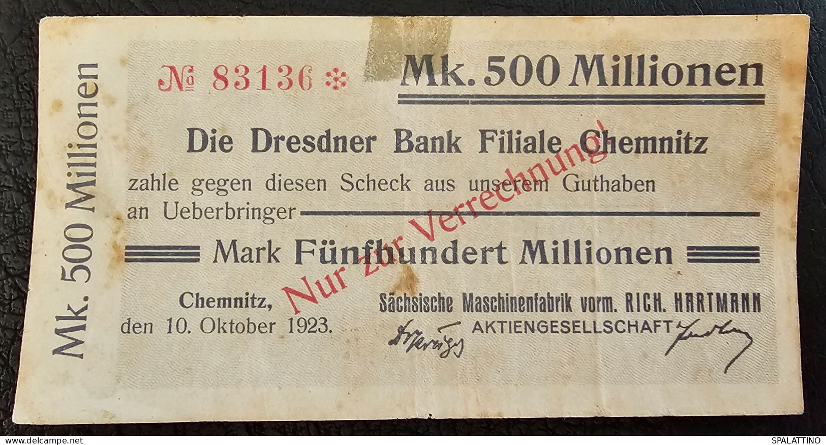 GERMANY- 500 MILLION MARK 1923. CHEMNITZ - Zonder Classificatie