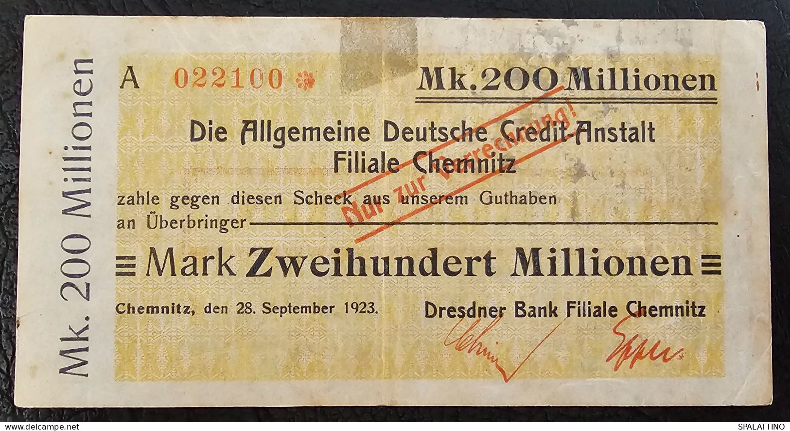 GERMANY- 200 MILLION MARK 1923. CHEMNITZ - Ohne Zuordnung