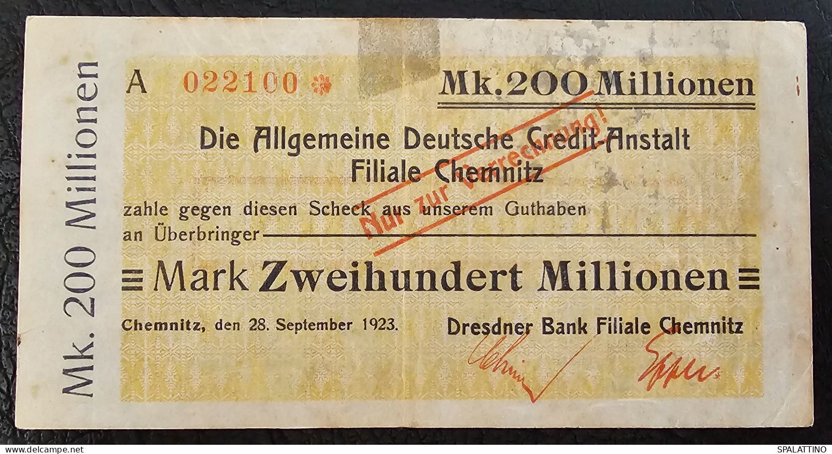 GERMANY- 200 MILLION MARK 1923. CHEMNITZ - Zonder Classificatie