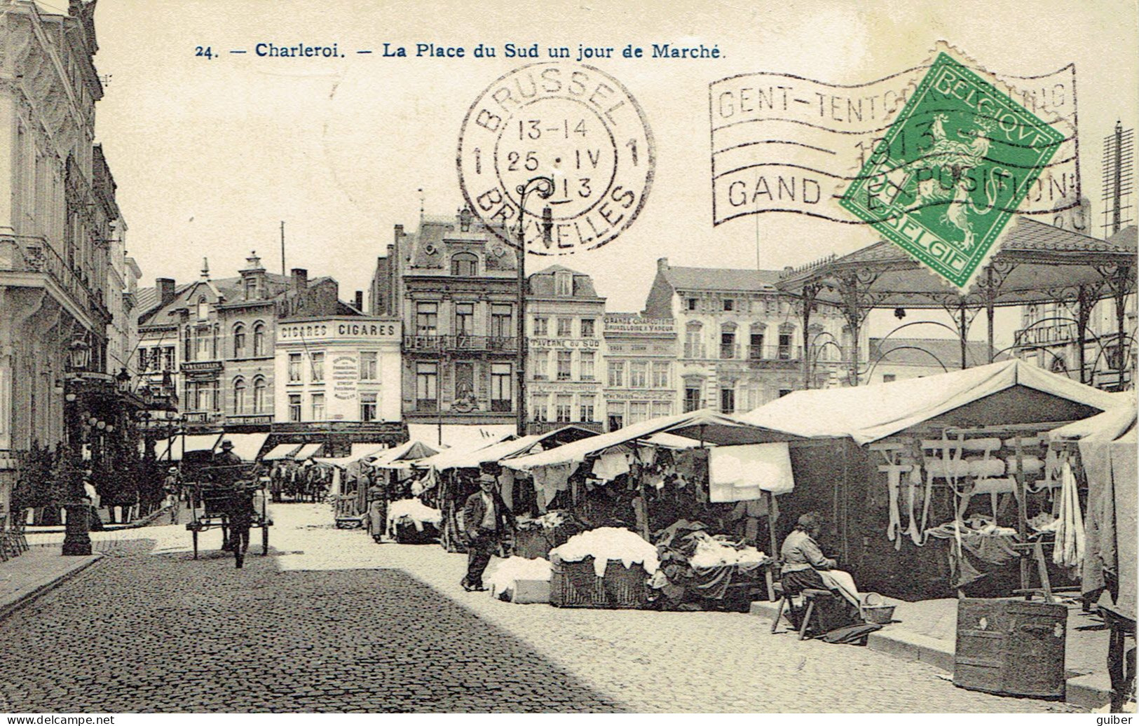 Charleroi La Place Du Sud  Un Jour De Marché H. Bertels 1913 - Charleroi