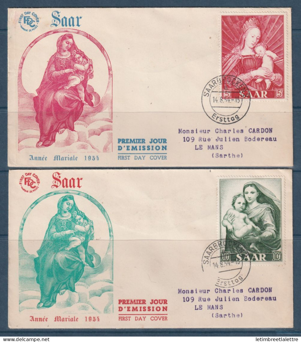 Saar - FDC - Premier Jour - Année Mariale - 1954 - FDC