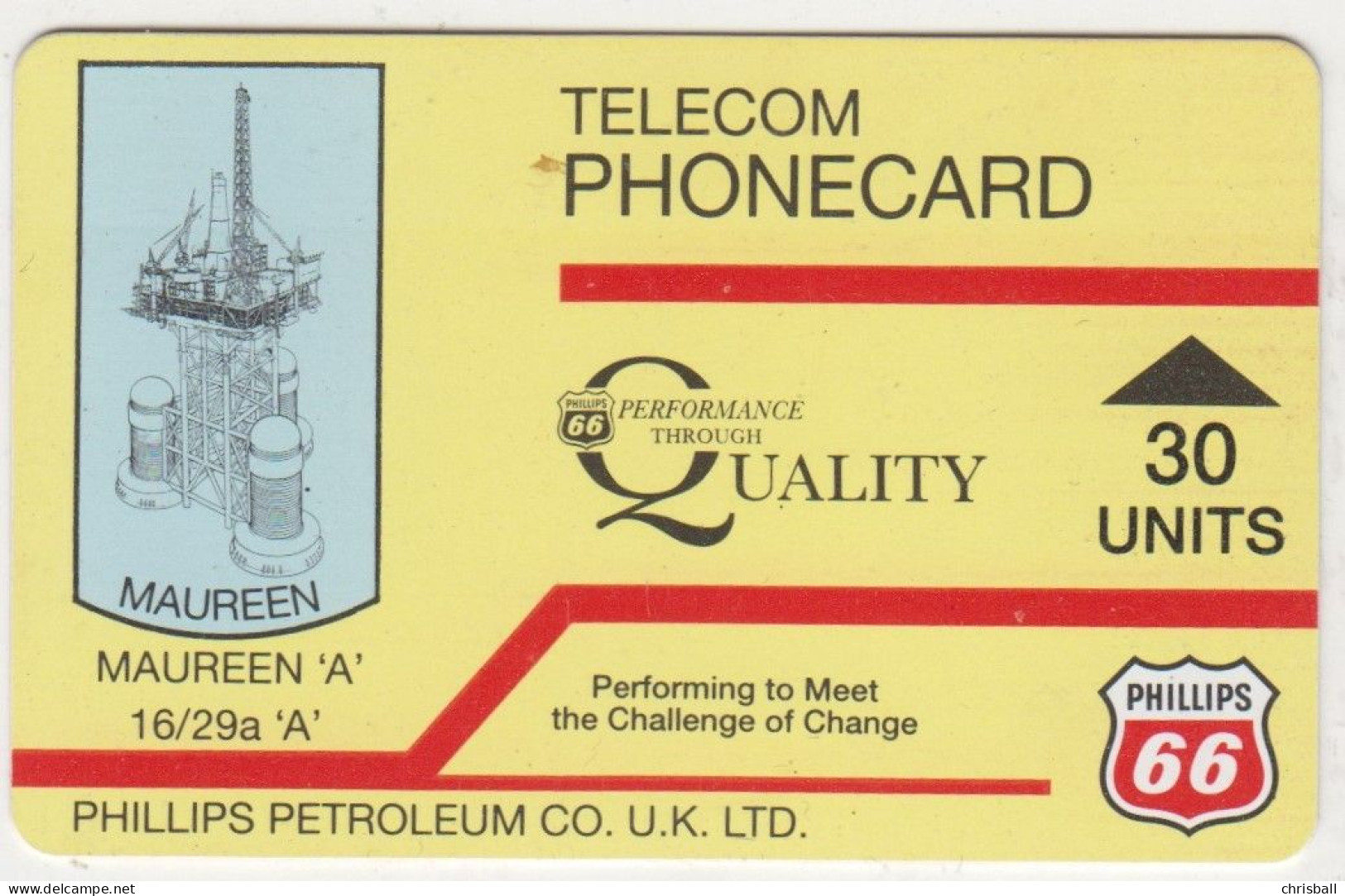 Phillips  Oil Rig Phonecard - Petroleum 30units - Superb Fine Used Condition - Piattaforme Petrolifere
