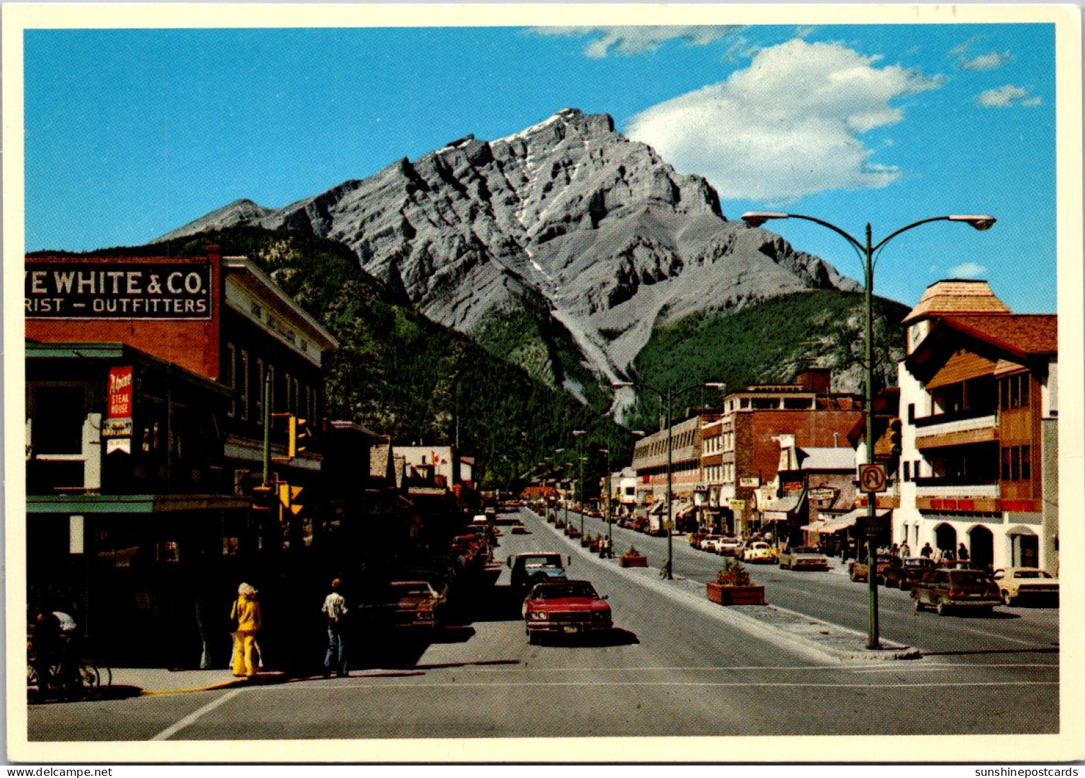 Canada Banff Avenue With Stoney Squaw Mountain And Cascade Mountain - Banff