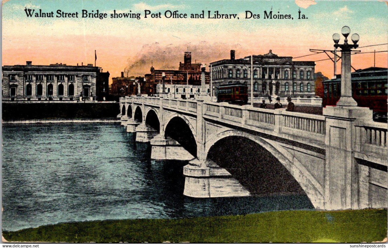 Iowa Des Moines Walnut Street Bridge Showing Post Office And Library - Des Moines