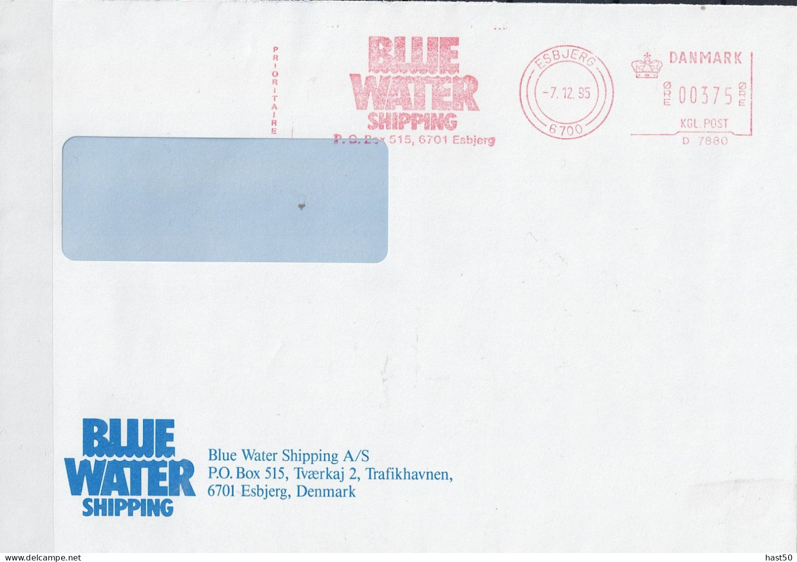 Schweiz Switzerland Suisse - Fensterumschlag Mit Maschinenwerbestempel Blue Water Shipping Esbjerg Vom 7.12.95 - Franking Machines (EMA)