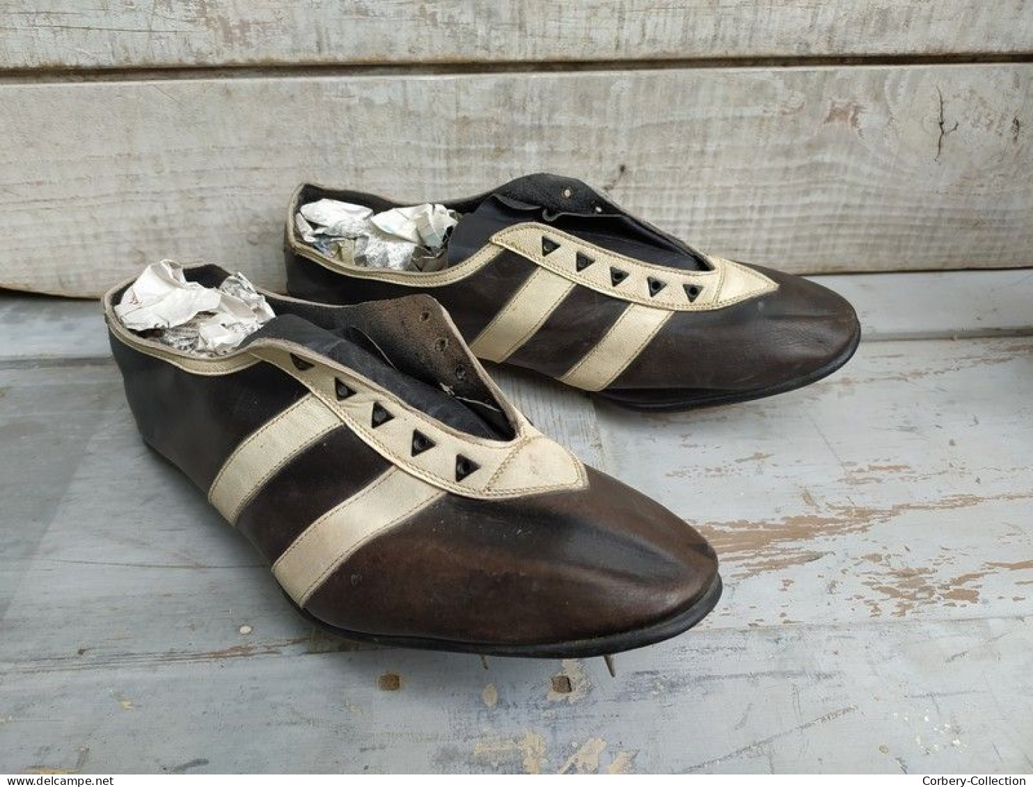 Paire de Chaussures de Sport Cuir Athlétisme Course 1930 Vintage