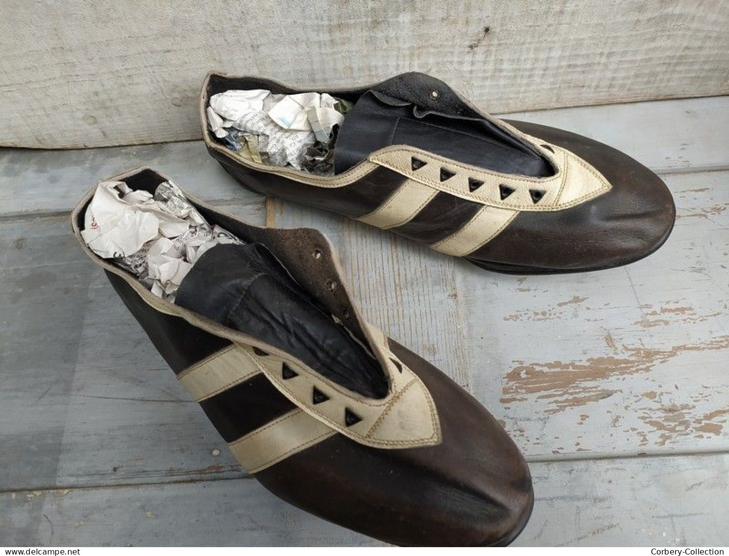 Paire de Chaussures de Sport Cuir Athlétisme Course 1930 Vintage