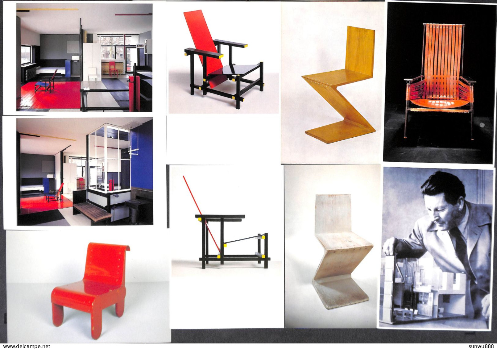 Rietveld Gerrit (Amsterdam Design Stoel Chair) - Lot 15 Postcards (Couleur Constructiviste) - Objets D'art