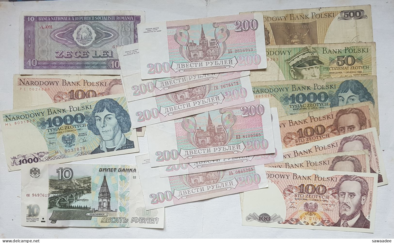 BILLETS EUROPE DE L'EST - VRAC LOT DE 17 BILLETS -  RUSSIE, POLOGNE, ROUMANIE - A VOIR - Lots & Kiloware - Banknotes