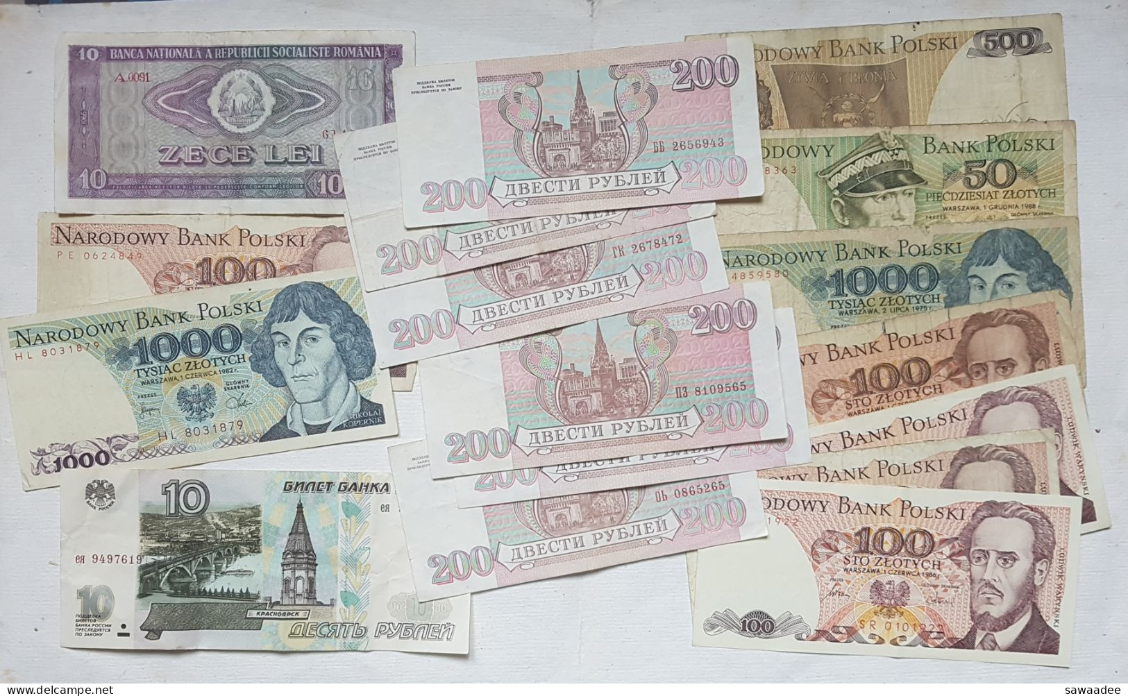 BILLETS EUROPE DE L'EST - VRAC LOT DE 17 BILLETS -  RUSSIE, POLOGNE, ROUMANIE - A VOIR - Kiloware - Banknoten