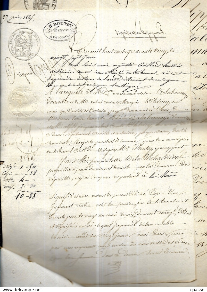 1845 Dossier De Justice, TRIBUNAL CIVIL De 50 VALOGNES Manche - Manuscrits