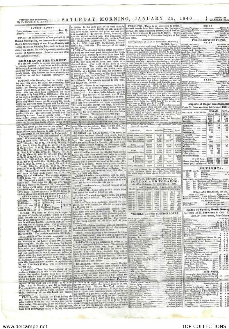 1840 ETATS UNIS AMERIQUE  New Orleans Louisiane  Lettre Lallande   > Bordeaux  NAVIGATION NEGOCE COMMERCEVIN  COTON ETC - 1800 – 1899