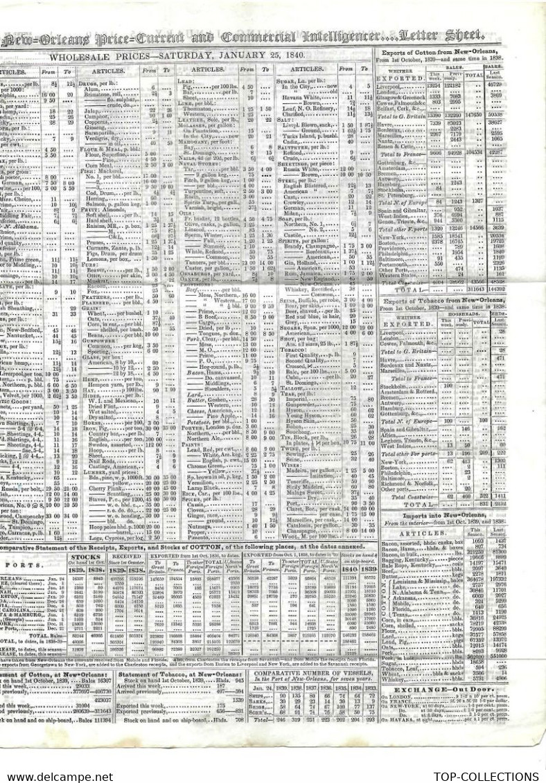 1840 ETATS UNIS AMERIQUE  New Orleans Louisiane  Lettre Lallande   > Bordeaux  NAVIGATION NEGOCE COMMERCEVIN  COTON ETC - 1800 – 1899