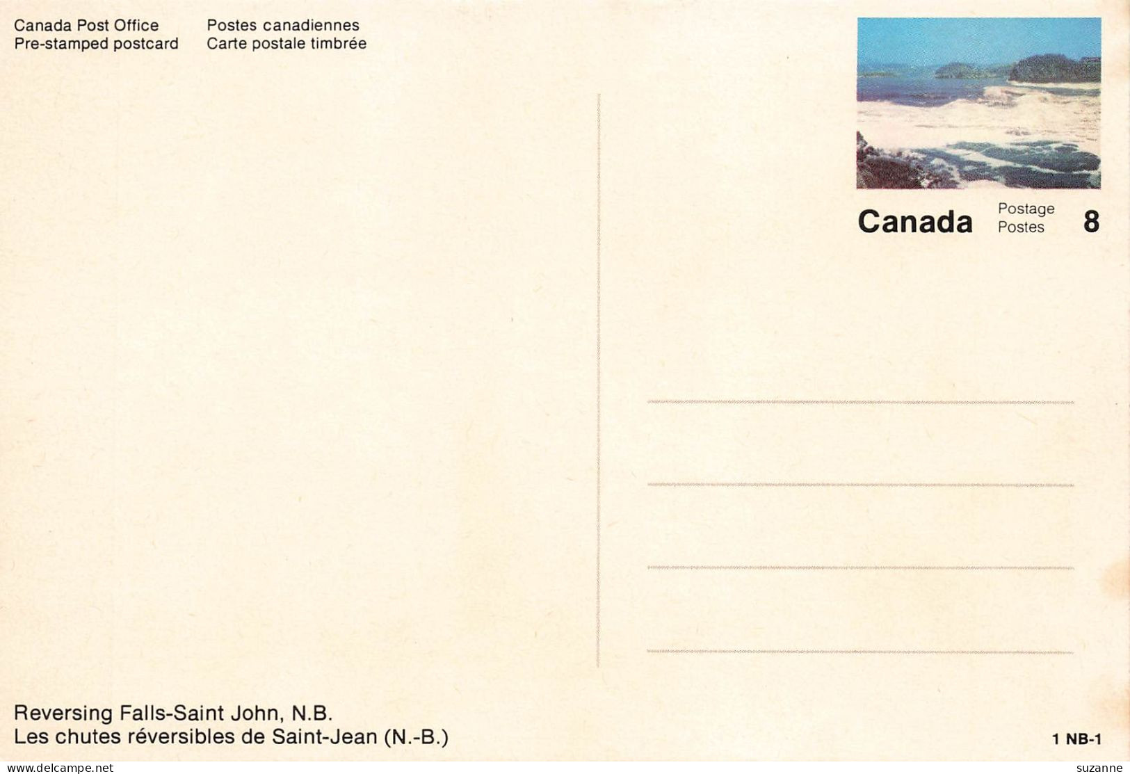 Reversing Falls Saint-John - Pre-stamped Postcard - St. John