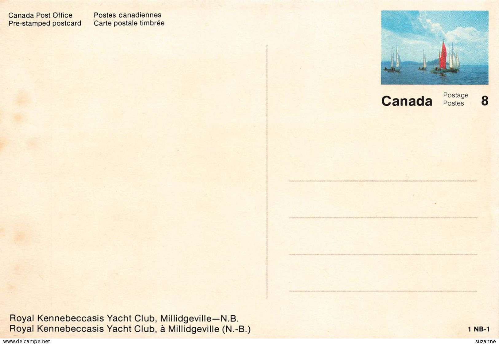 Royal Kennebeccasis Yacht Club - MILLIDGEVILLE - Pre-stamped Postcard - Otros & Sin Clasificación