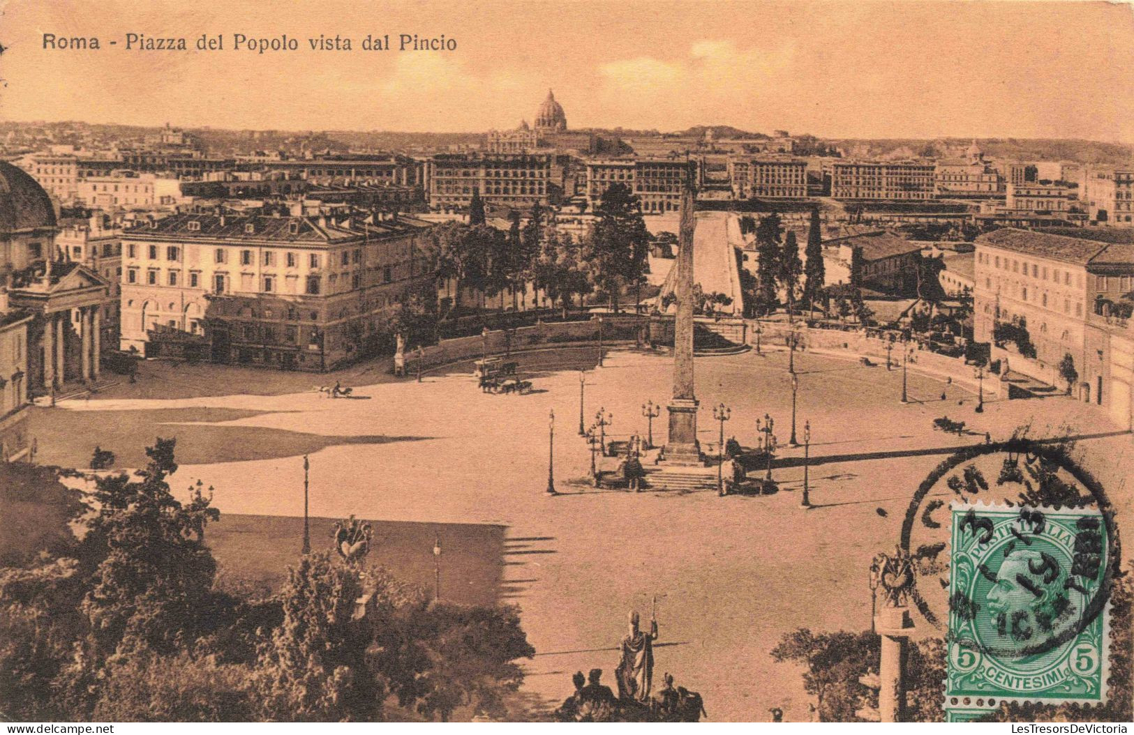 ITALIE - Roma - Piazza Del Popolo Vista Dal Pincio - Animé - Carte Postale Ancienne - Orte & Plätze