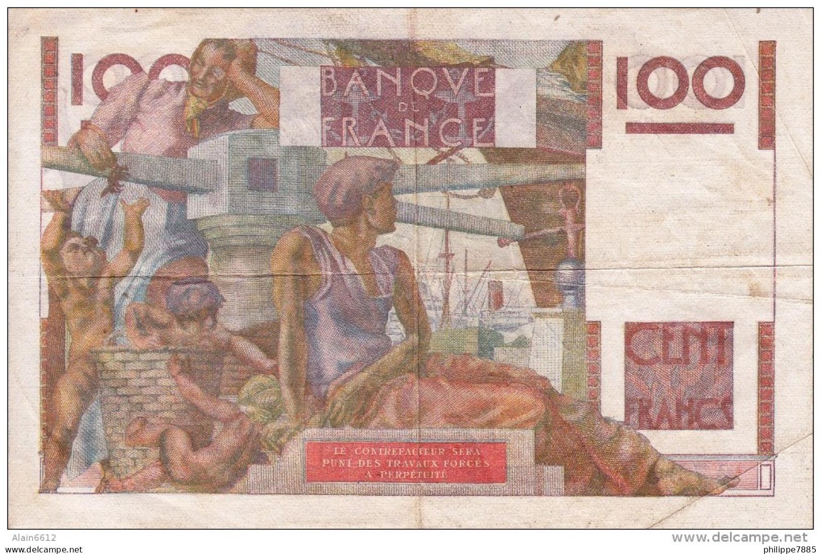* Billet De 100 Francs 1951 - 100 F 1945-1954 ''Jeune Paysan''