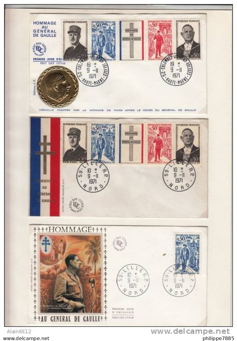 * Général De Daulle - 6 Enveloppes Timbrées "Hommage Au Général De Gaulle" - De Gaulle (Général)