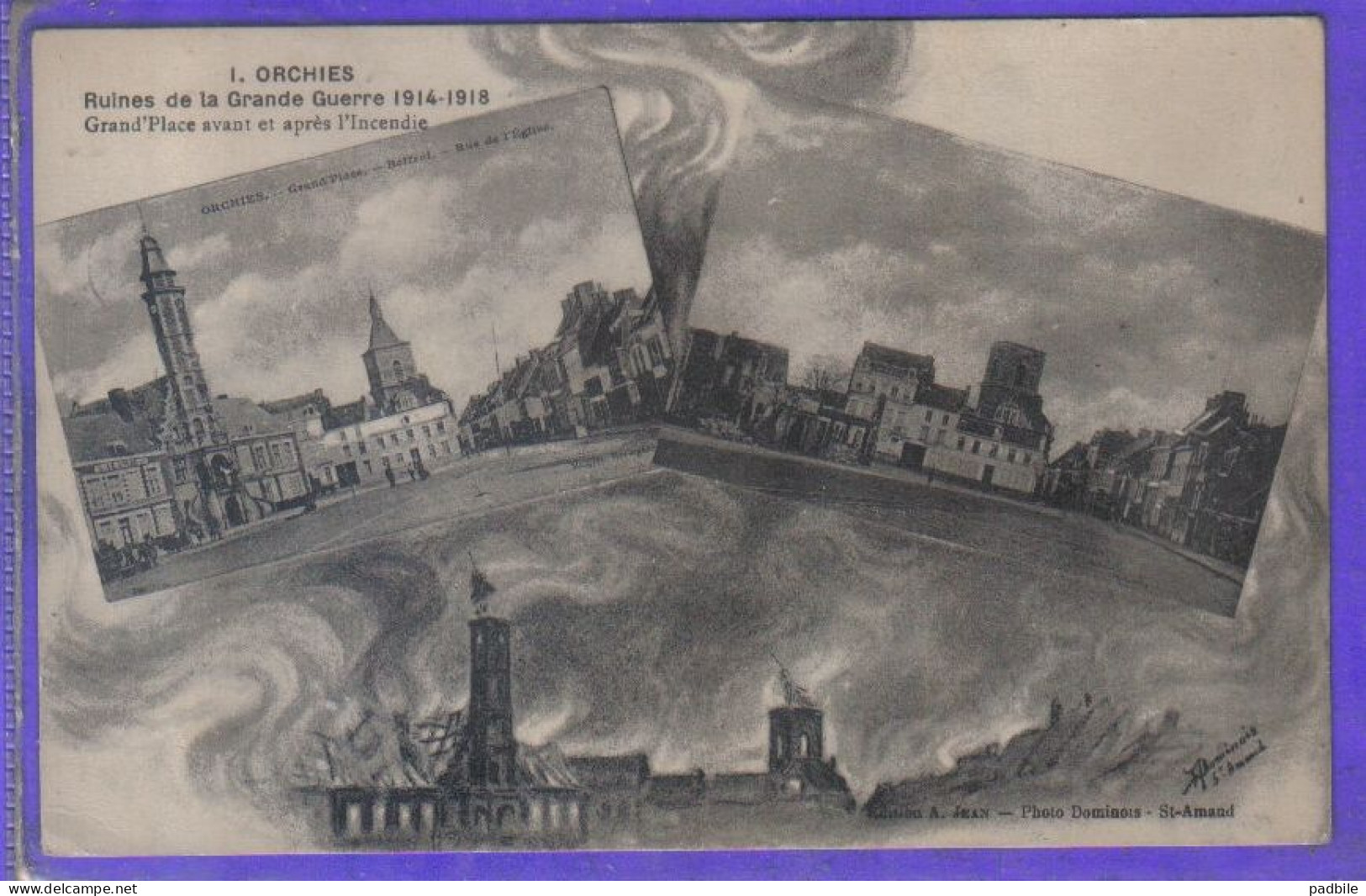 Carte Postale 59. Orchies Ruines De La Grande Guerre L'incendie   Très Beau Plan - Orchies