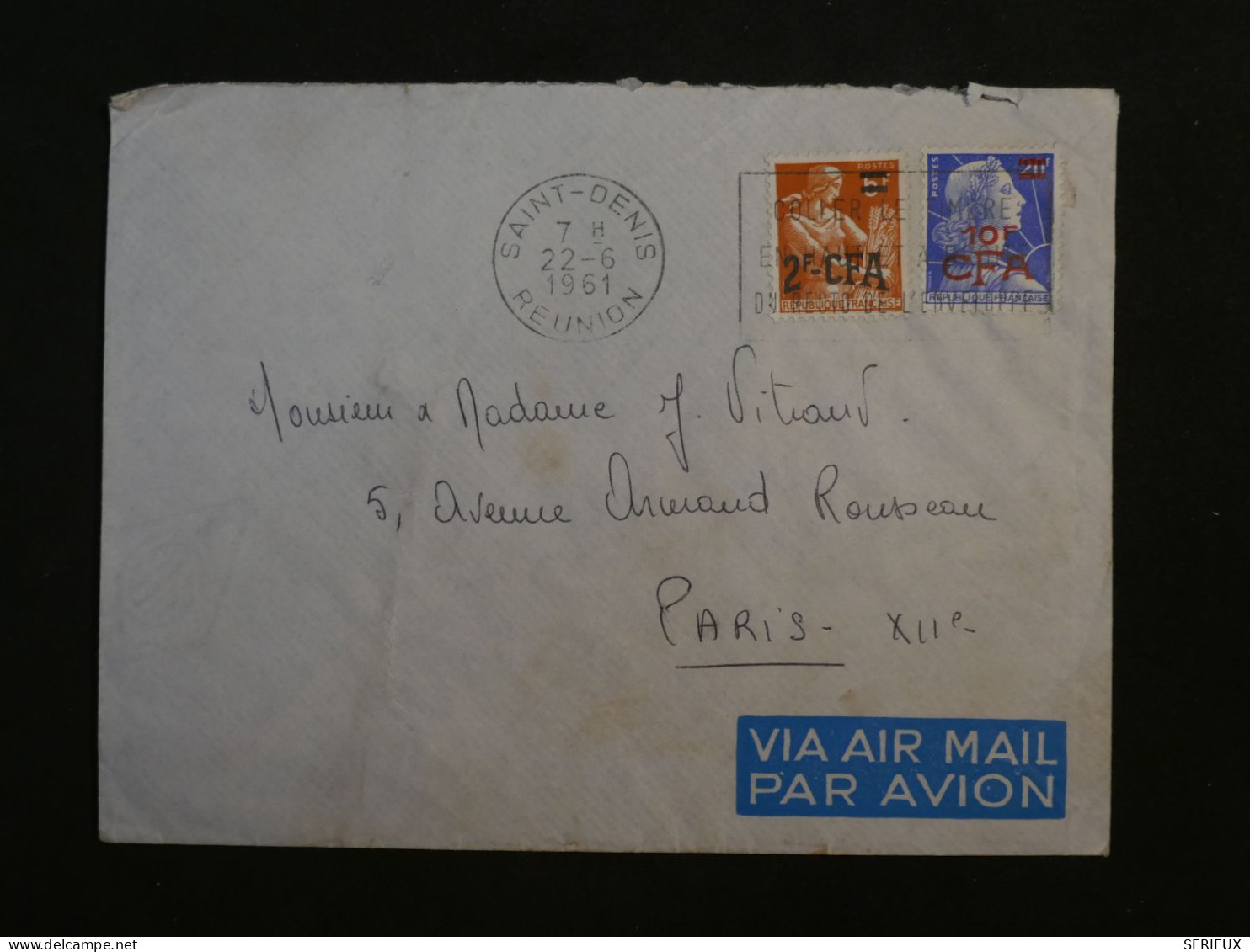 BW16 LA REUNION  BELLE  LETTRE 1961 ST DENIS A PARIS FRANCE +AFF. INTERESSANT++ - Cartas & Documentos