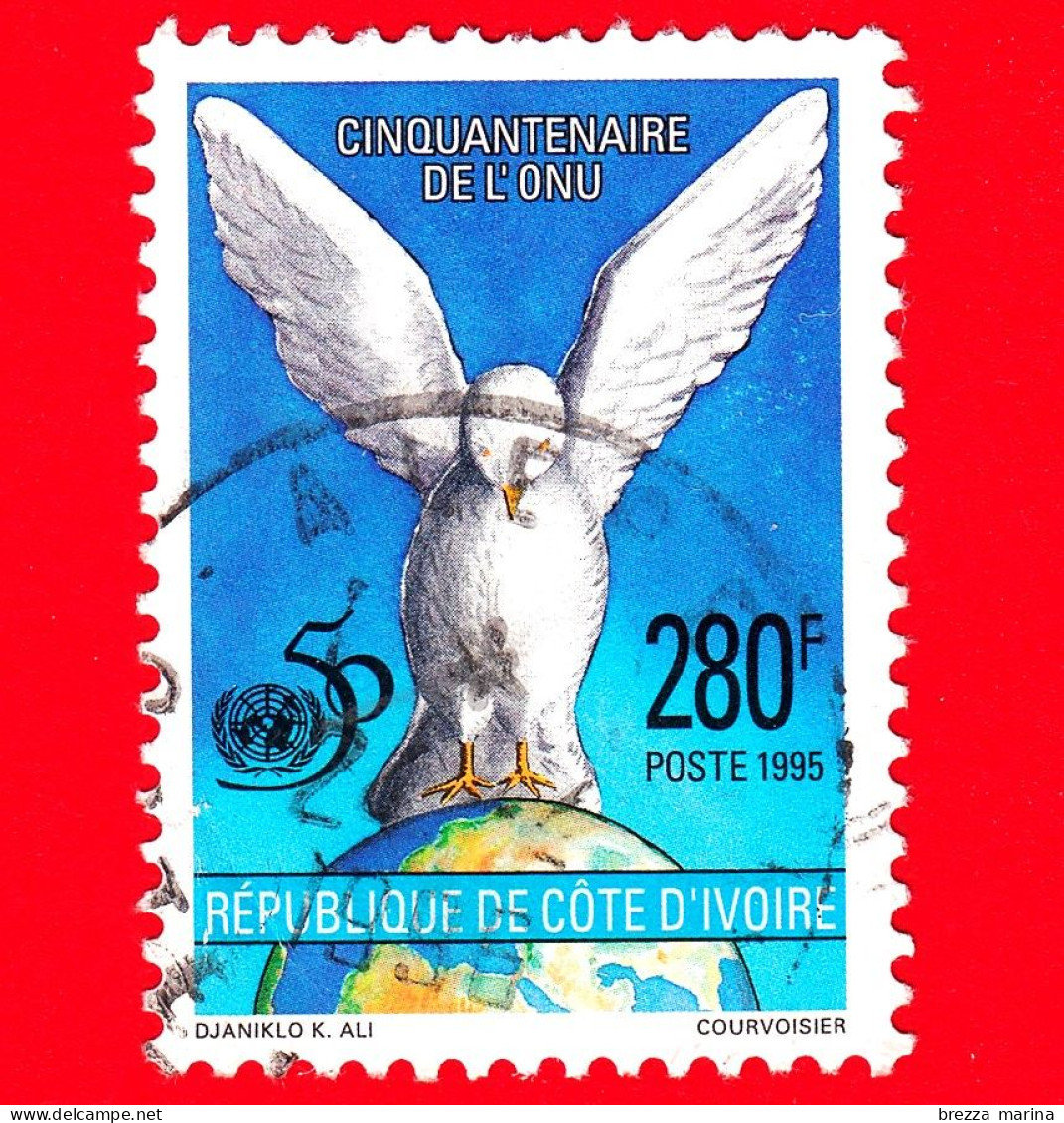 COSTA D'AVORIO - Usato - 1995 - Cinquantesimo Dell'ONU - UNO - 280 F - Côte D'Ivoire (1960-...)