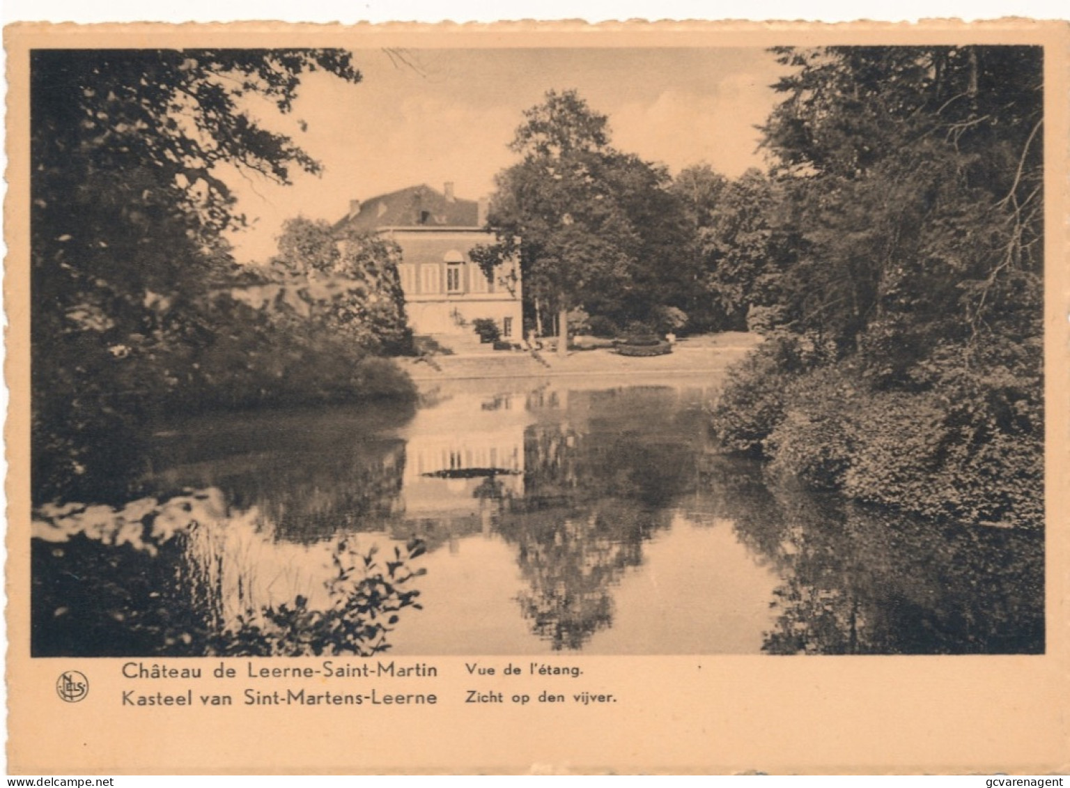 KASTEEL VAN SINT MARTENS LEERNE   ZICHT OP DE VIJVER       2  SCANS - Deinze