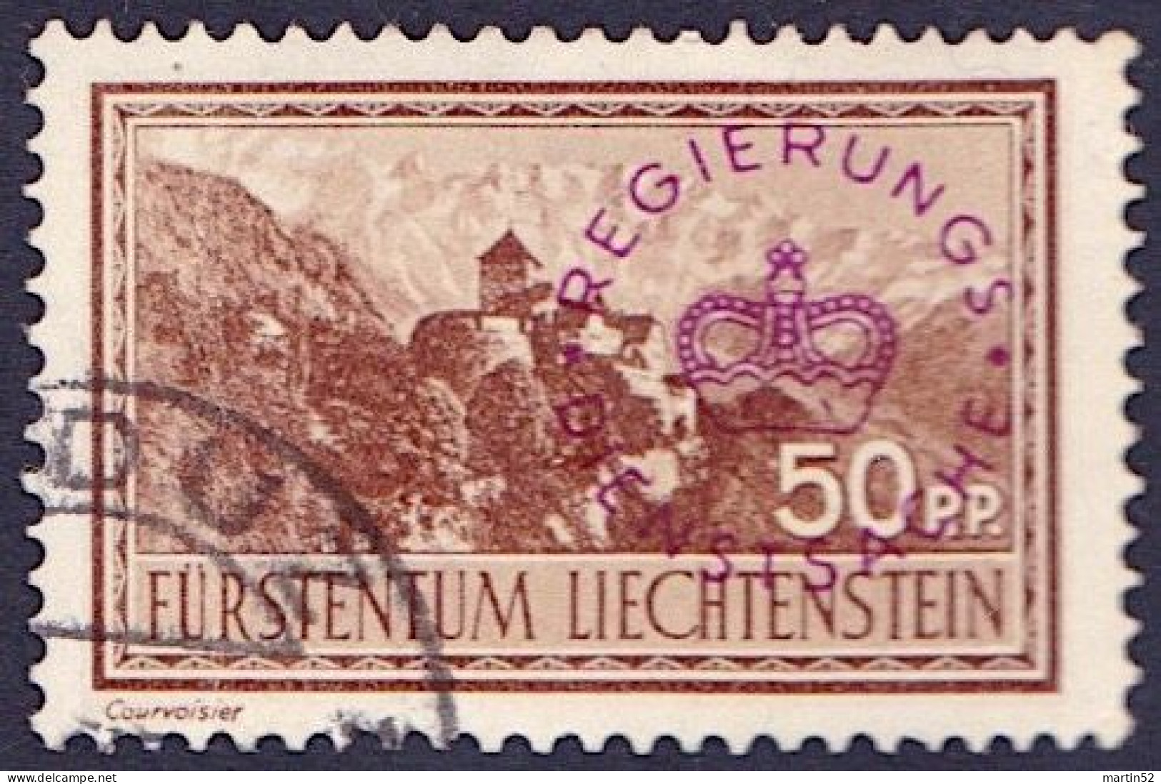 Liechtenstein 1935: REGIERUNGS-DIENSTSACHE Zu 18 Mi 17 Yv TS 17 Mit Eckstempel VADUZ (Zu CHF 3.00) - Oficial