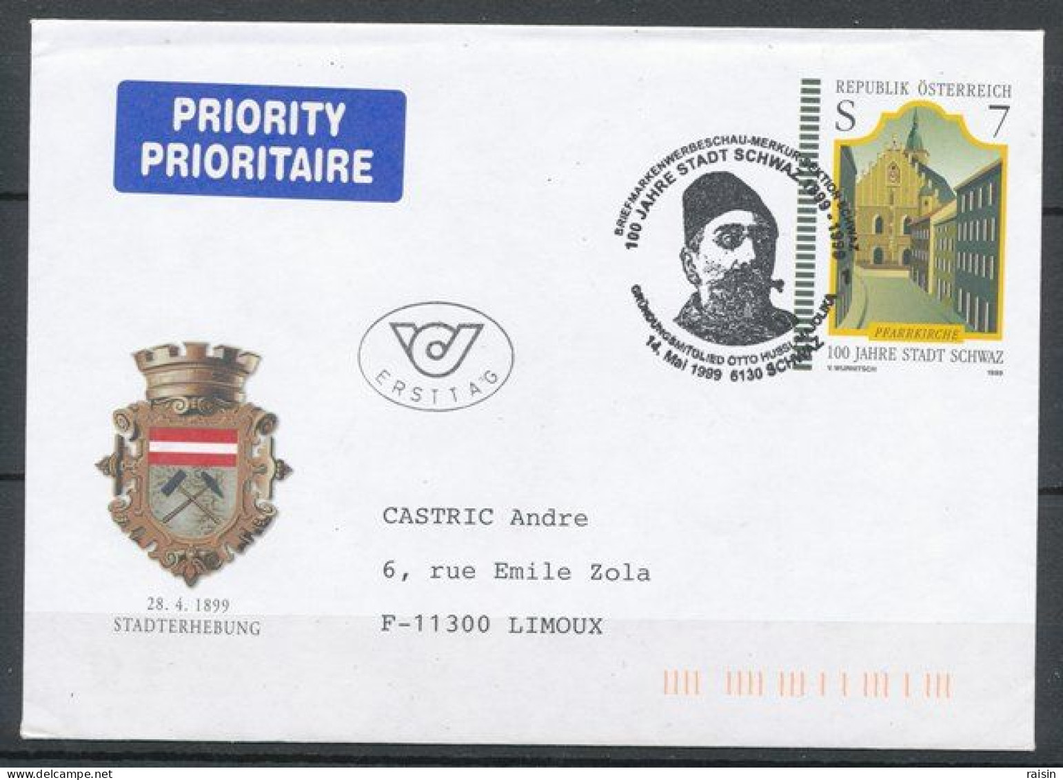 Autriche 1999  Entier Postal Enveloppe 1er Jour Avec Oblitération Spéciale Illustrée Ayant Circulé - Briefe