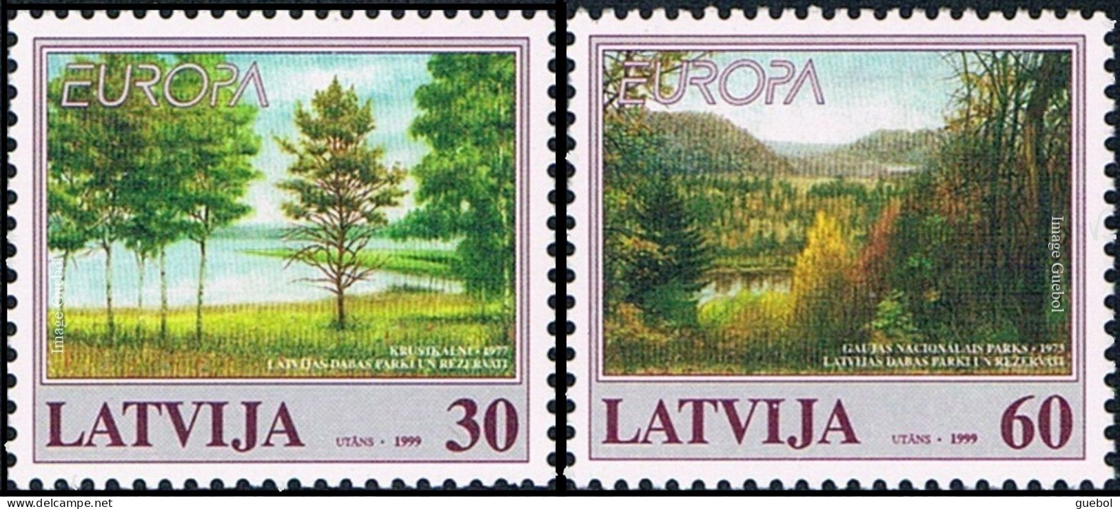 CEPT / Europa 1999 Lettonie N° 464 Et 465 ** Réserves Et Parcs Naturels - 1999