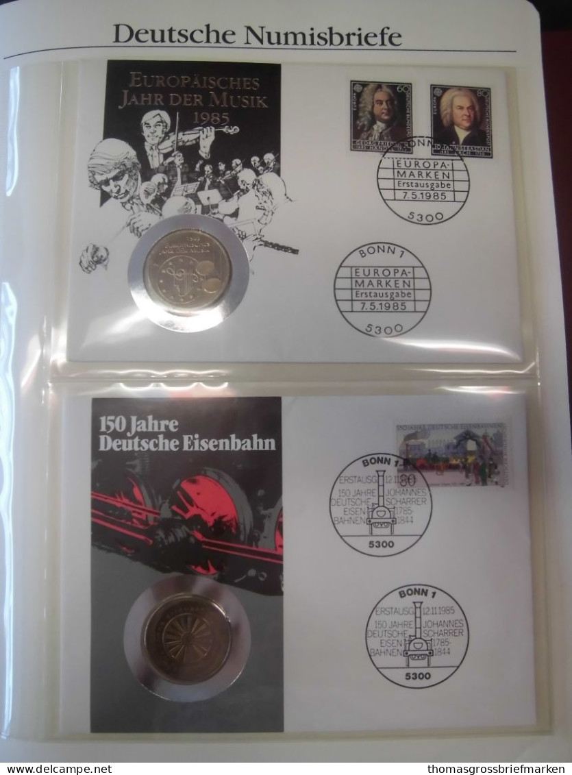 Sammlung 50 Numisbriefe Deutschland Bund In 2x Borek Ringbinder (51002) - Sammlungen