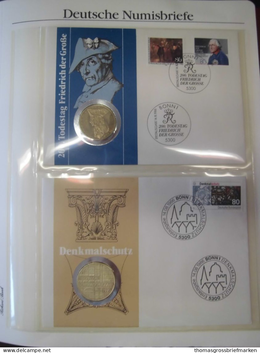 Sammlung 50 Numisbriefe Deutschland Bund in 2x Borek Ringbinder (51002)