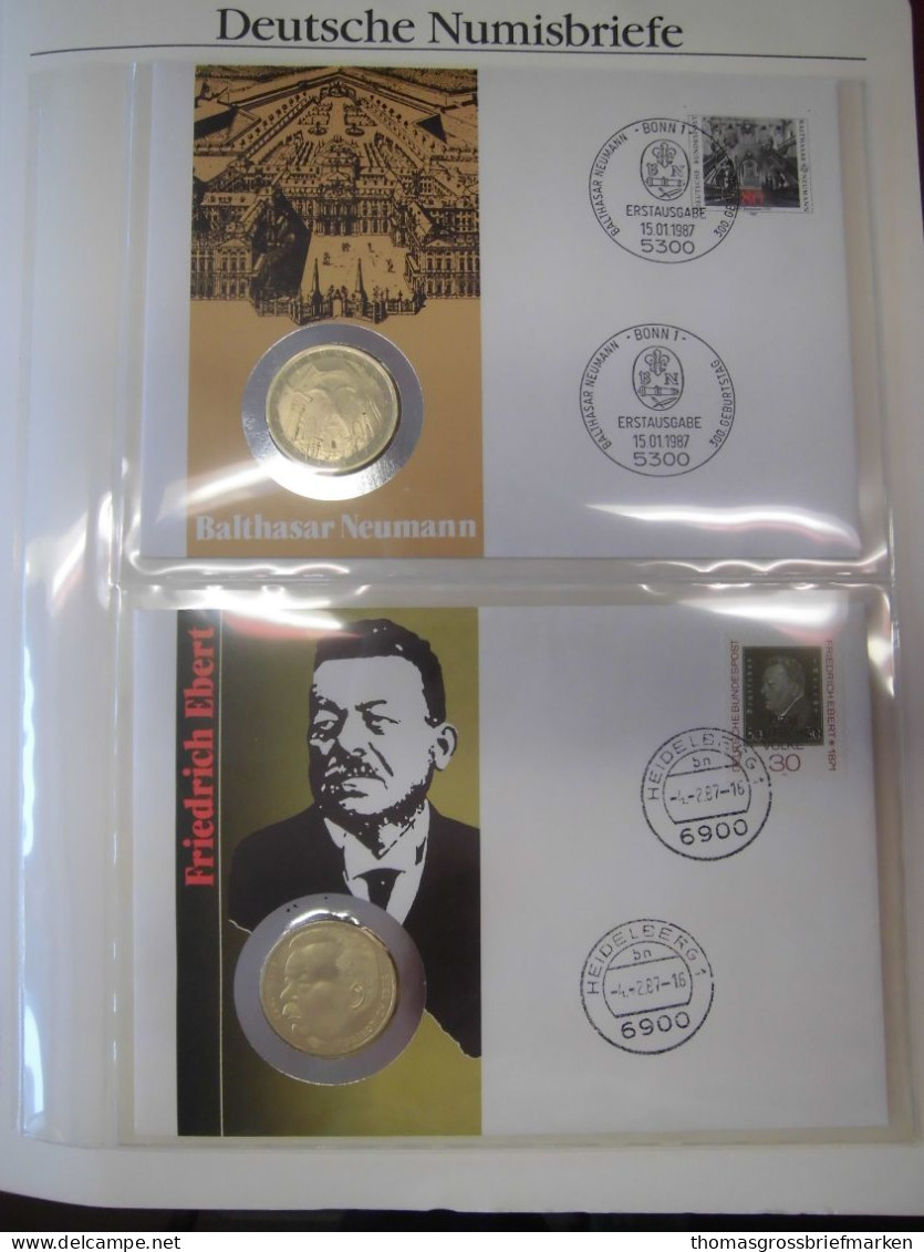 Sammlung 50 Numisbriefe Deutschland Bund in 2x Borek Ringbinder (51002)