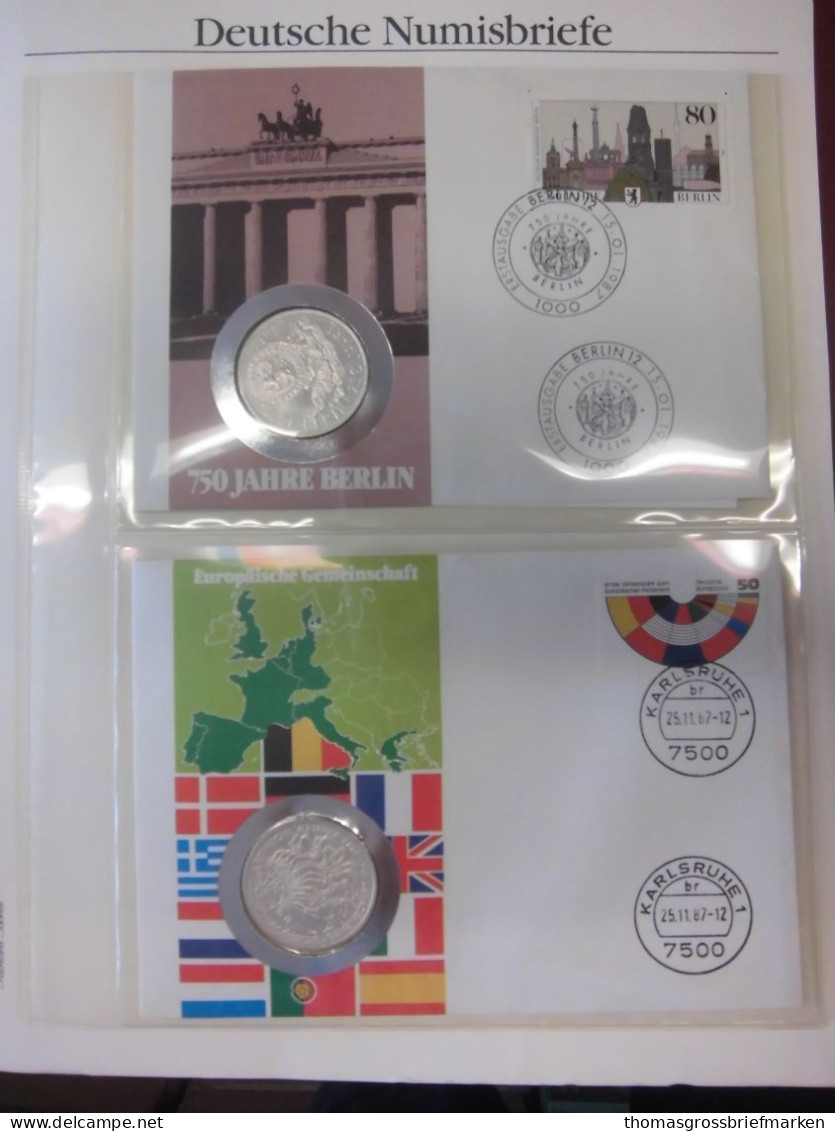 Sammlung 50 Numisbriefe Deutschland Bund in 2x Borek Ringbinder (51002)